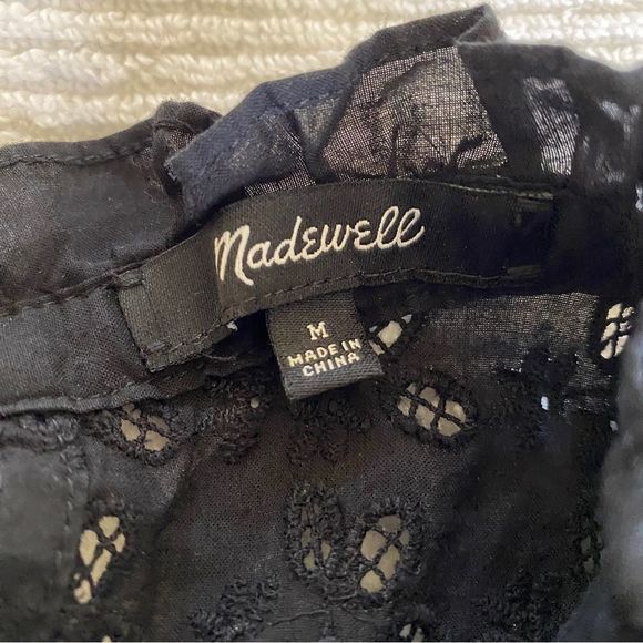 Madewell Pieced Eyelet Mockneck Ruffle Blouse Size M - Picture 6 of 11